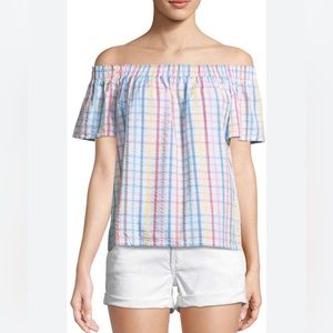 Trina Turk Rainbow off the shoulder top Medium